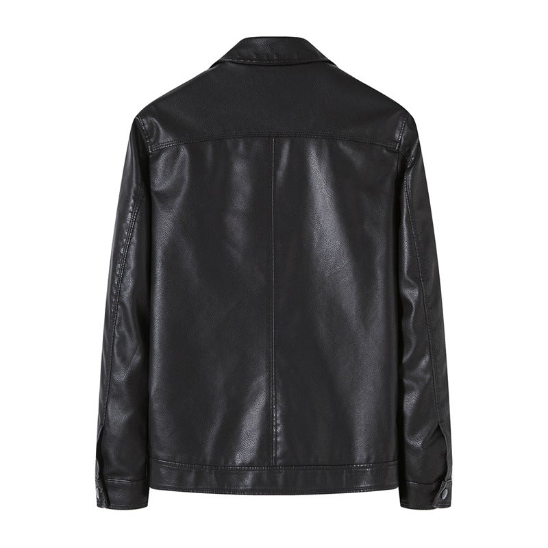 Men's Faux Leather Biker Jacket detail, affordable men's jacket