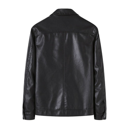 Men's Faux Leather Biker Jacket detail, affordable men's jacket