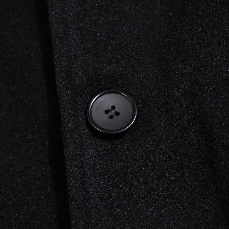 Men's Relaxed Wool Coat button detail, affordable men's jacket